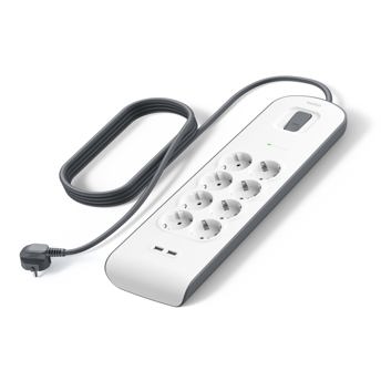 comprar Belkin Regleta de enchufes con 8 tomas y 2 puertos USB-A (2,4 A) con proteccion contra sobretensiones, 900 julios, ladron, cable de 2 metros, base multiple con proteccion electrica, hogar y oficina