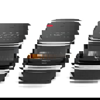 comprar Moulinex Freidora de Aire Easy Fry XL Surface, 2200 W, Doble Resistencia, Coccion Uniforme, Cesta Ancha, 10 Programas Automaticos, Horno para Pizzas, Diseno Compacto, Ventana de Visualizacion, AL4018