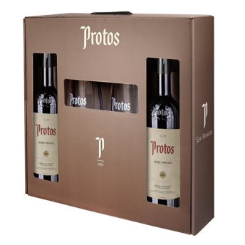 comprar Protos Serie Privada - Estuche regalo con copas - Vino Tinto Crianza Ribera del Duero 2 botellas 75cl, Variedad Tempranillo
